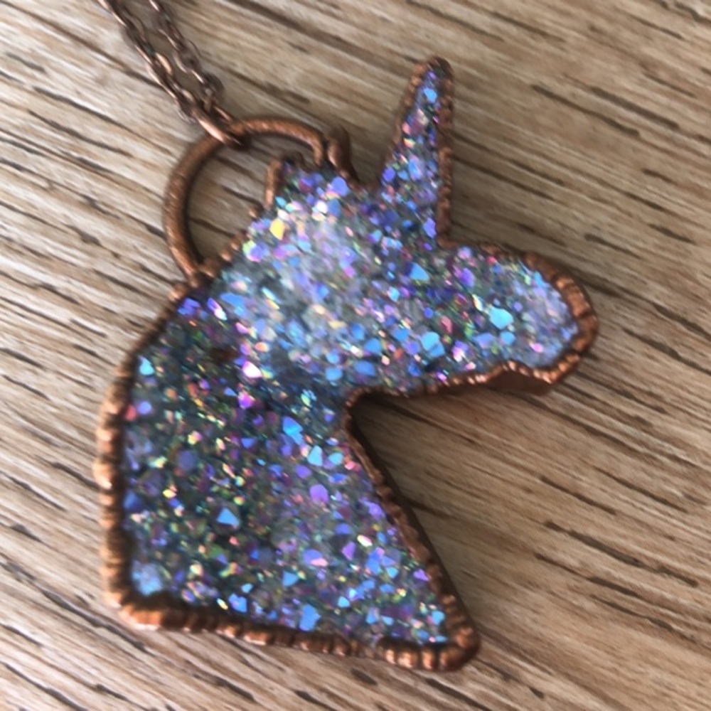 Unicorn Druzy Crystal Necklace